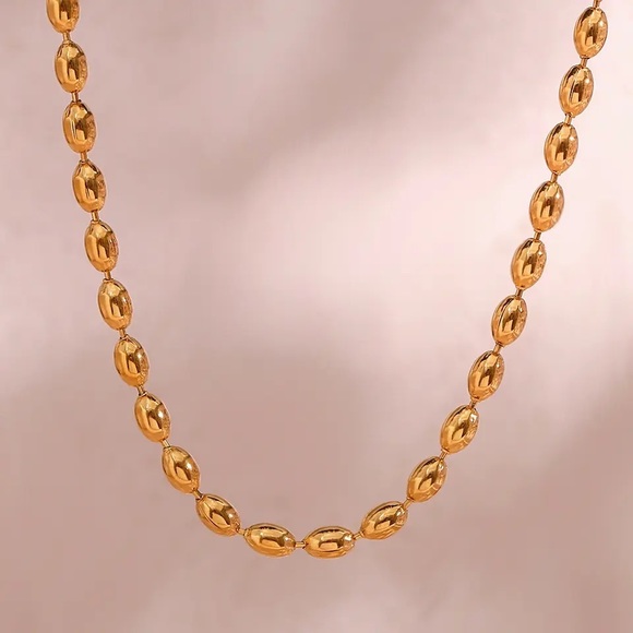 ◾️ 18K Gold Plated Oval Beaded Necklace Choker - Picture 7 of 7